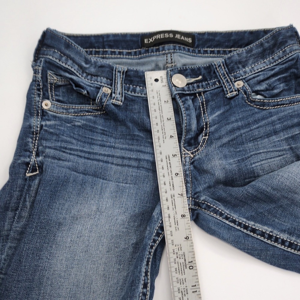 Express Stella Jeans Womens Blue Low Rise Regular Fit Denim Boot Cut Size 2R - Picture 6 of 8